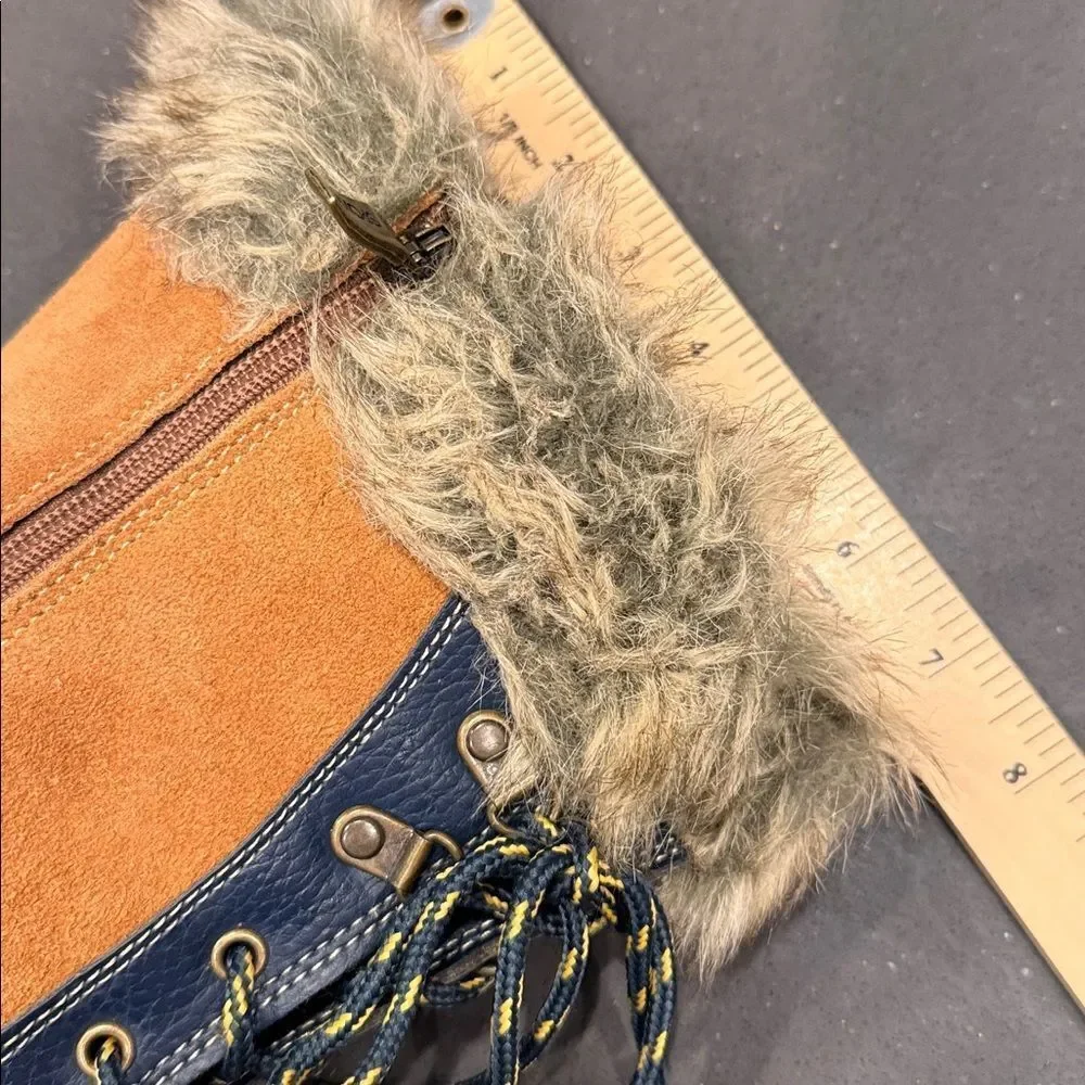 Sporto Navy and Tan Winter Boots with suede and faux fur